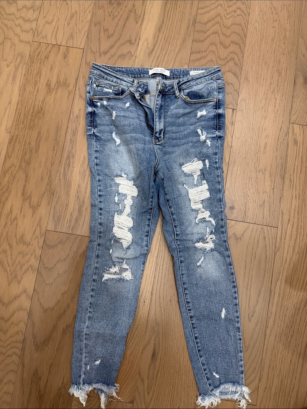 Judy Blue Light Blue Distressed Skinny Jeans